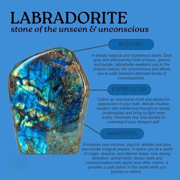 Labradorite ✦ Wire-Wrapped Heart Pendant ✦ Copper Design Crystal Necklace 3.3" N - Picture 10 of 12